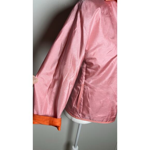 Charles Nolan New York 100% Silk Orange Pink Reversible Open Jacket Pockets Sz 2 - Picture 10 of 11